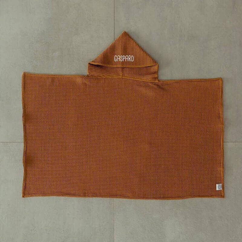 Maxi cape de bain nid d'abeille vert sauge