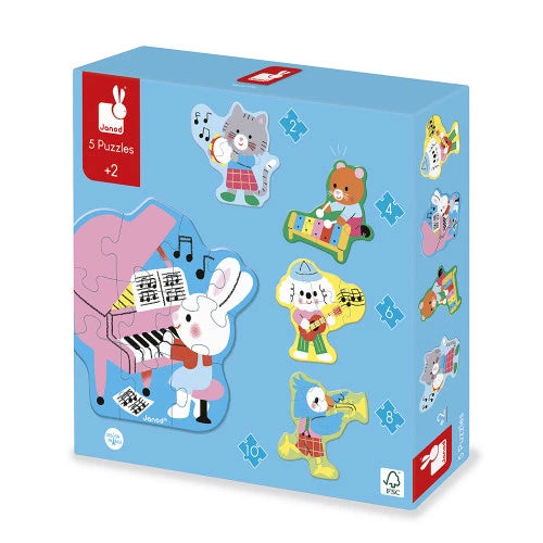 JANOD 5-piece evolving music puzzle box set