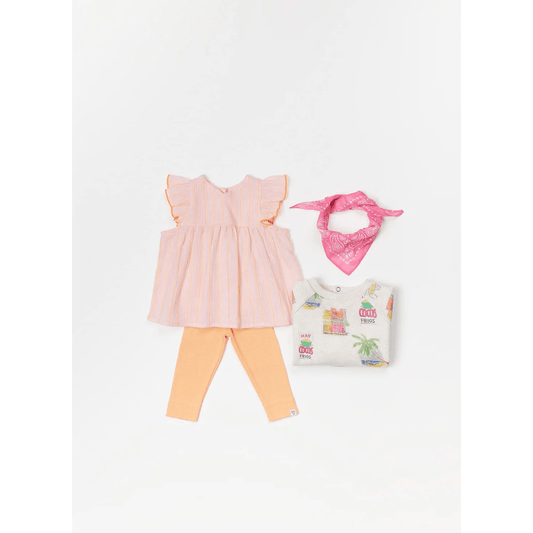 BLOUSE BEBE RAYURES FLUO GOTS