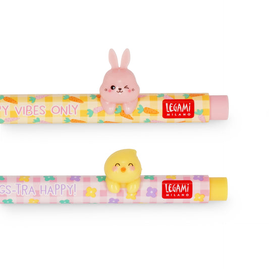 Set de 2 Stylos à Encre Gel avec Animal Décoratif - Lovely Friends - Hoppy Easter