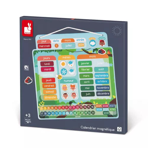 Boîte calendrier magnétique éducatif Janod FSC pour enfants dès 3 ans
