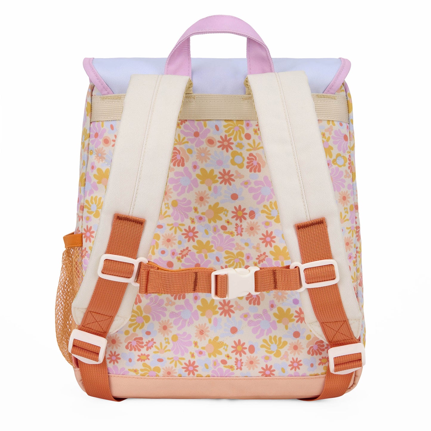 Back view of Hello Hossy floral backpack with adjustable straps
