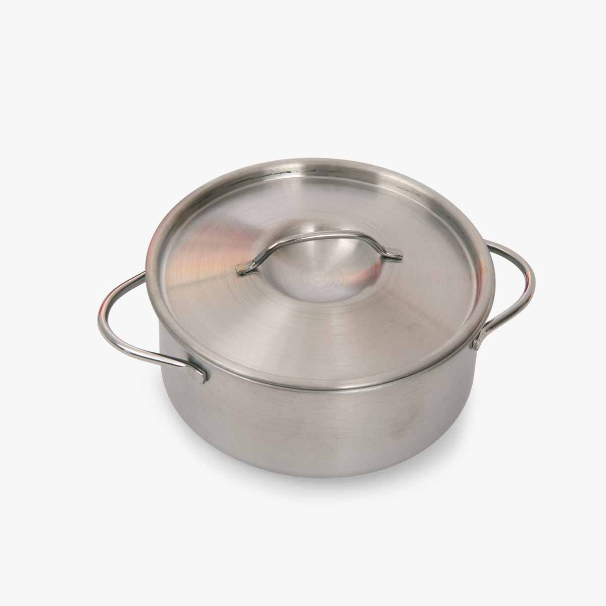 Stainless steel pot with lid for children's wooden play kitchen