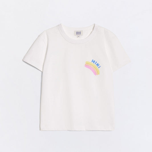 Le t-shirt Mini rainbow en coton bio - blanc