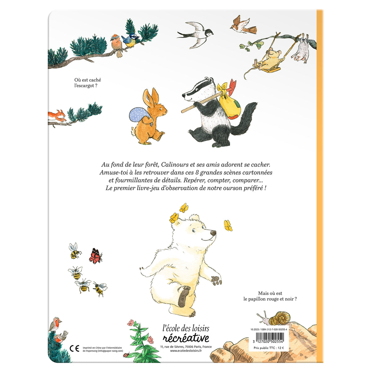 Livre Cherche et trouve Calinours dos avec illustrations animaux forêt
