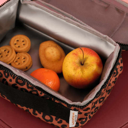 Lunch bag isotherme léopard noir et marron "A TABLE"