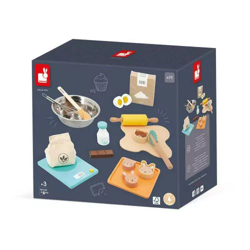JANOD Mon Atelier Pâtisserie wooden baking set box with animal cookie cutters