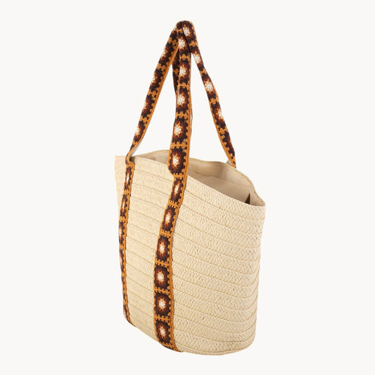 Panier en fibre naturelle avec fermeture éclair couleur naturelle