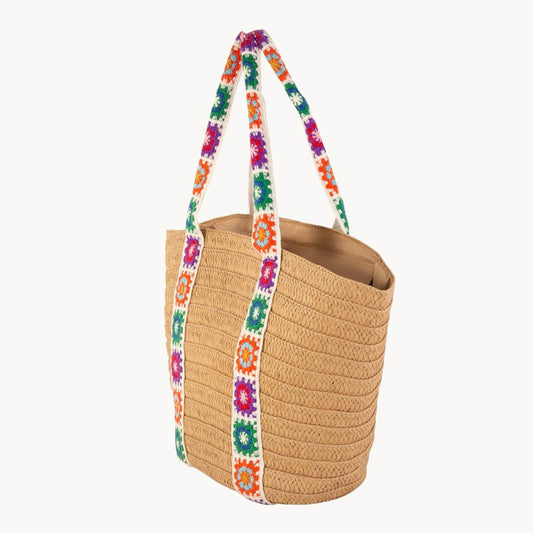 Panier en fibre naturelle avec fermeture éclair, couleur toscane