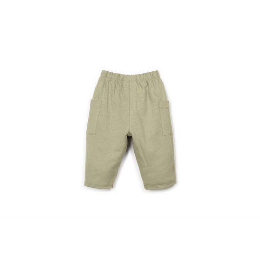 Pantalon en coton et lin kaki
