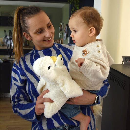 Peluche oie Jébongou maman et son bébé blanc
