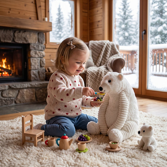Peluche ours polaire Grobidou maman et son bébé blanc