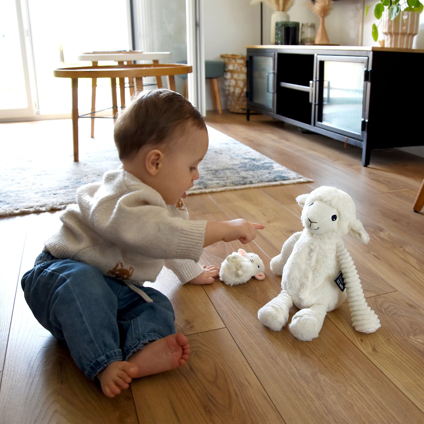 Peluche mouton Olou maman et son bébé blanc - Les Ptipotos