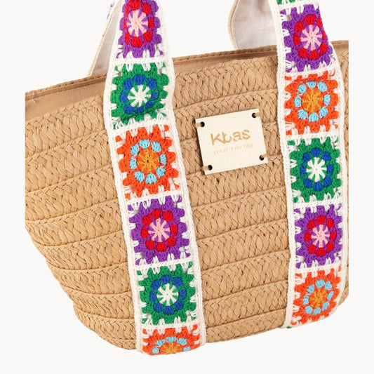Petit panier en fibre naturelle avec fermeture éclair couleur toscane