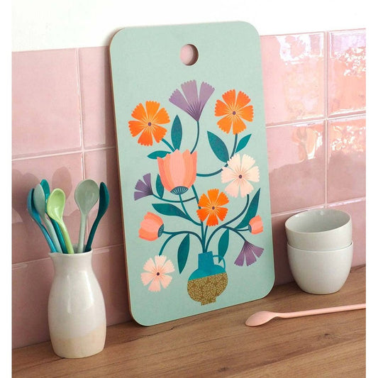 Planche de présentation en bouleau motif Bouquet - 34 X 20 cm -