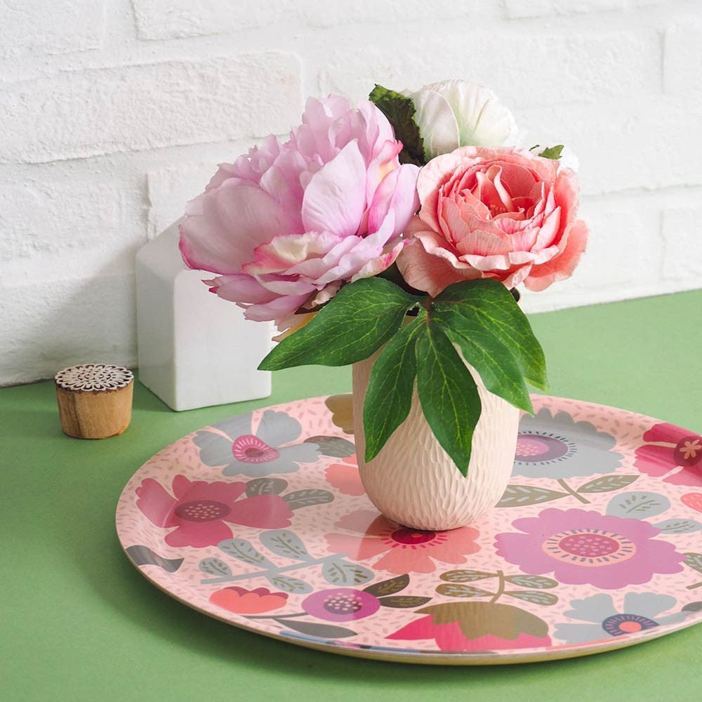 Plateau rond en bouleau motif Lily - 31cm -