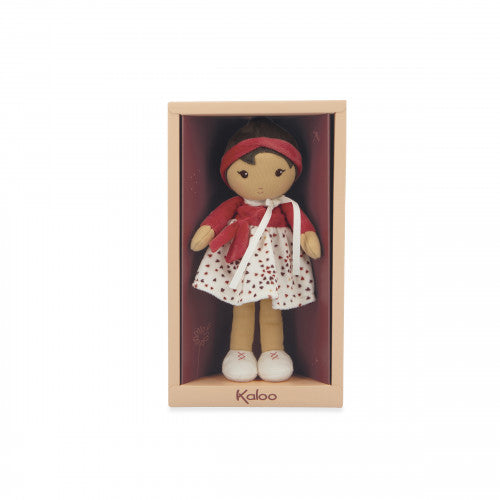 Kaloo Émilie 25cm fabric doll gift box with red top and heart patterned skirt