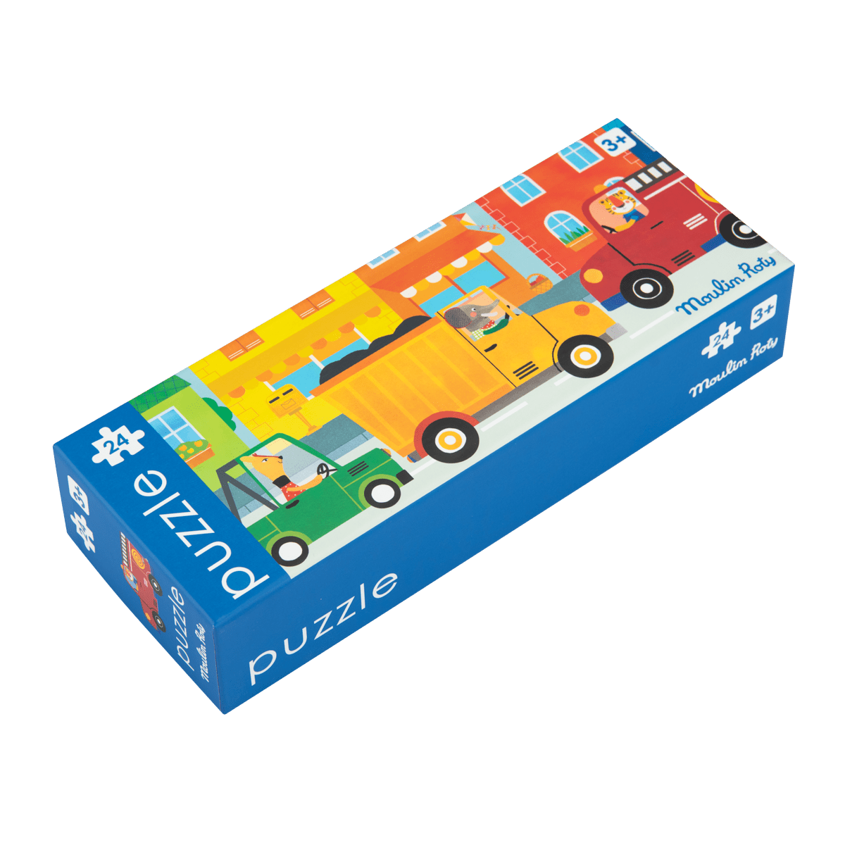 Moulin Roty Vehicles 24-piece jigsaw puzzle box for ages 3+