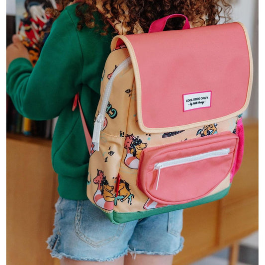 Square unicorn print backpack for toddlers with adjustable straps