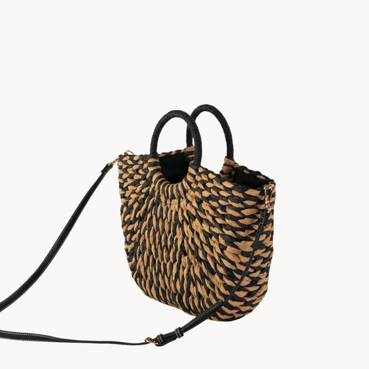 Sac à main en fibre naturelle avec fermeture éclair couleur tostadо