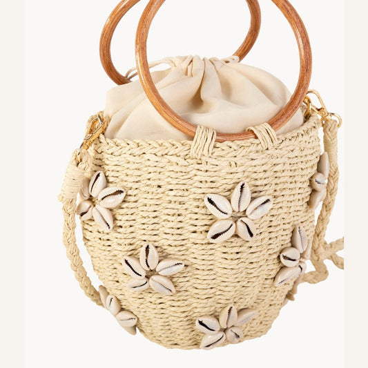 Sac à main naturel avec fermeture à cordon