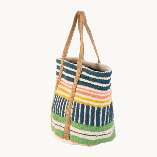 Sac tote en coton et jute bleu