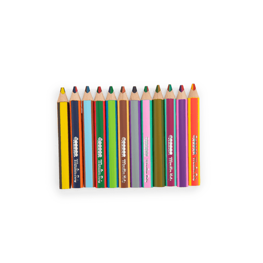 Set of 12 bicolored wooden crayons by Moulin Roty for children