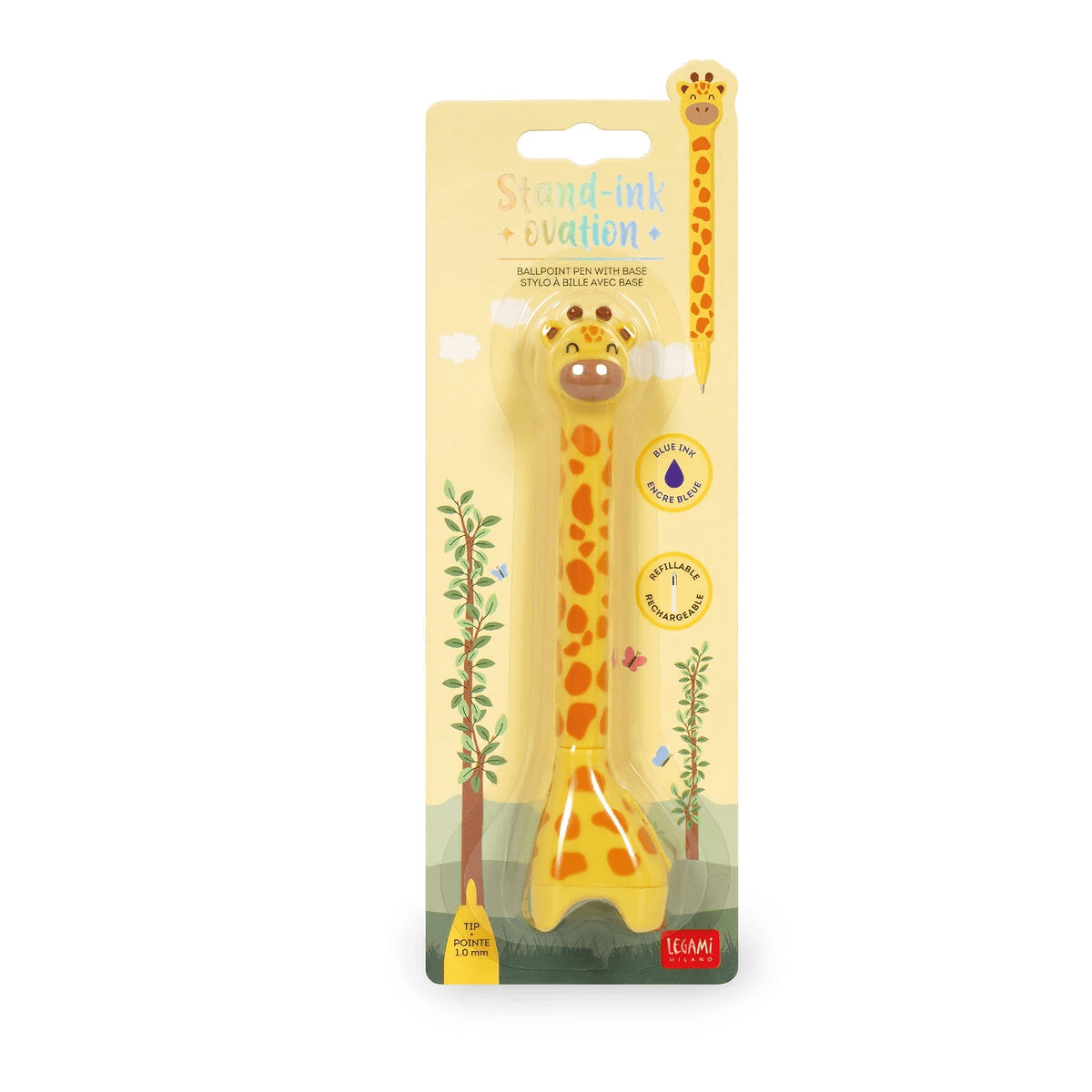 Stylo à Bille Girafe avec Base - Stand-Ink Ovation