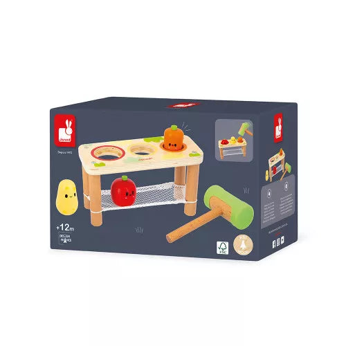 Janod Tap Tap Légumes packaging box featuring FSC certified wood toy for early learning