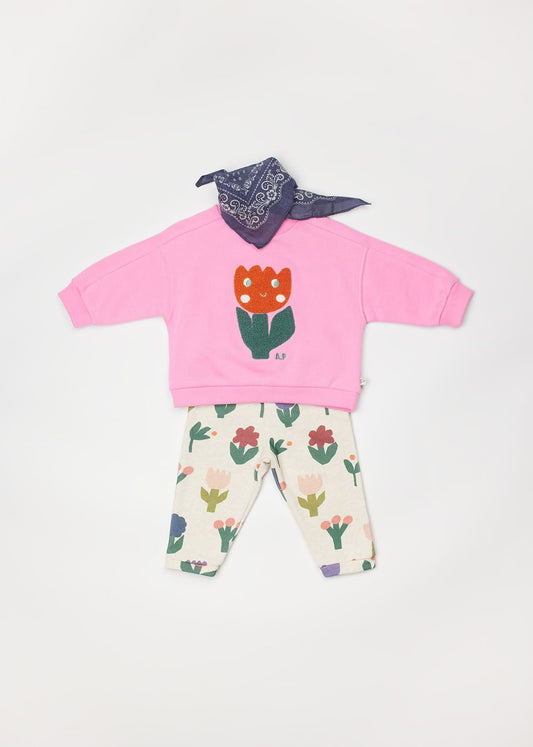 Jogger bébé en molleton fleurs