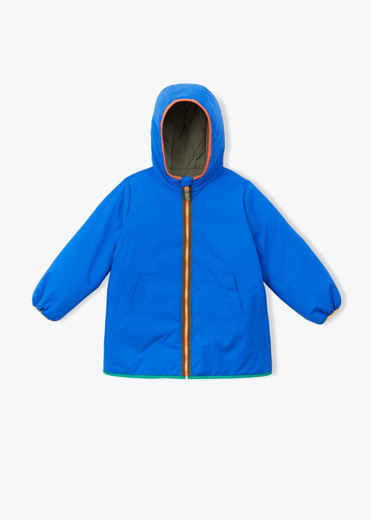 Parka réversible à capuche vert kaki