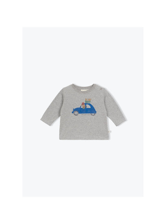 T-shirt bébé voiture gris chiné