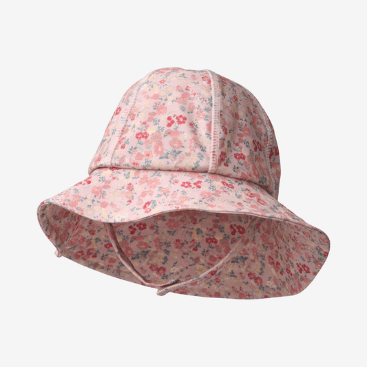 Chapeau anti-UV Bora rose poudré fleurs et coquillages