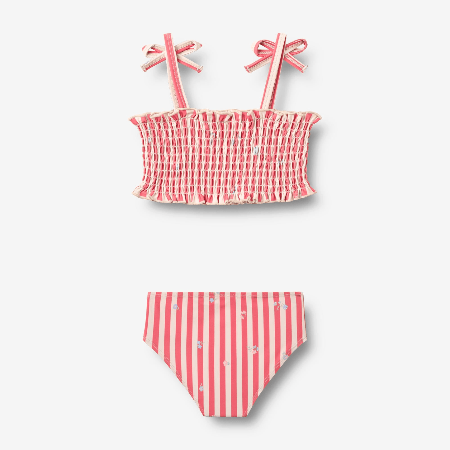 Bikini Carla rouge à rayures et fleurs