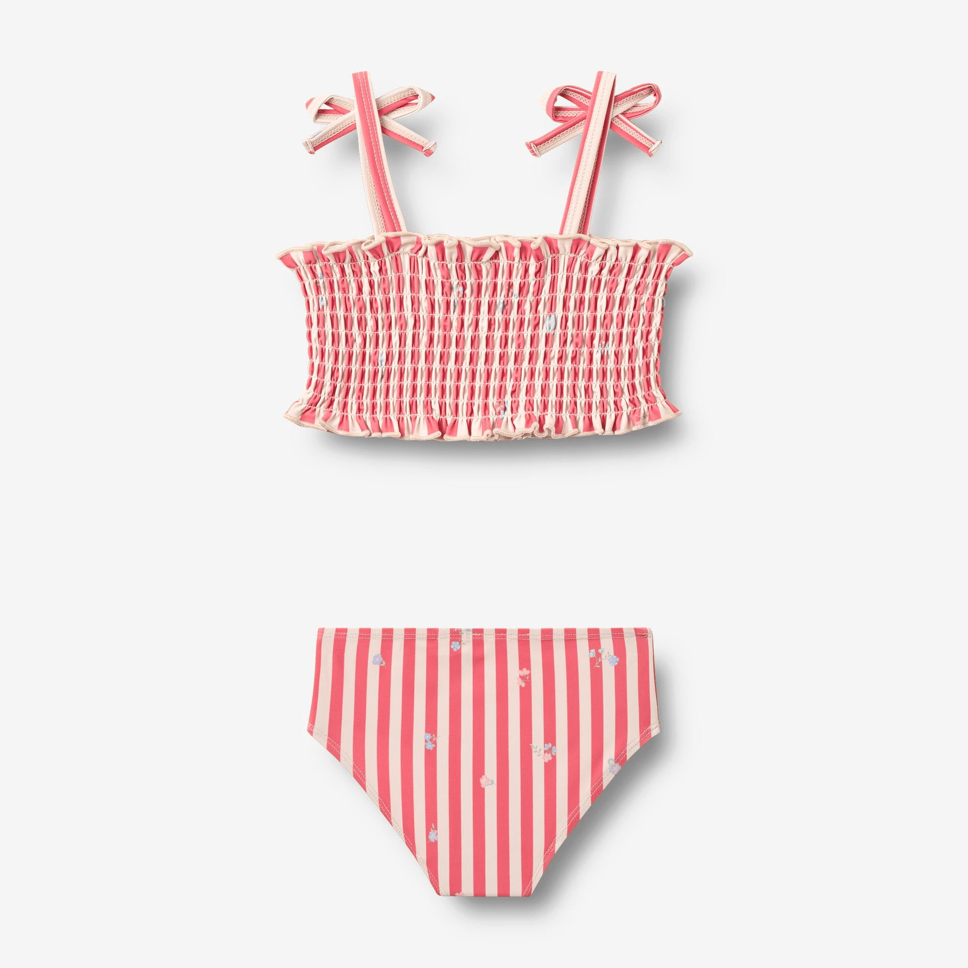 Bikini Carla rouge à rayures et fleurs