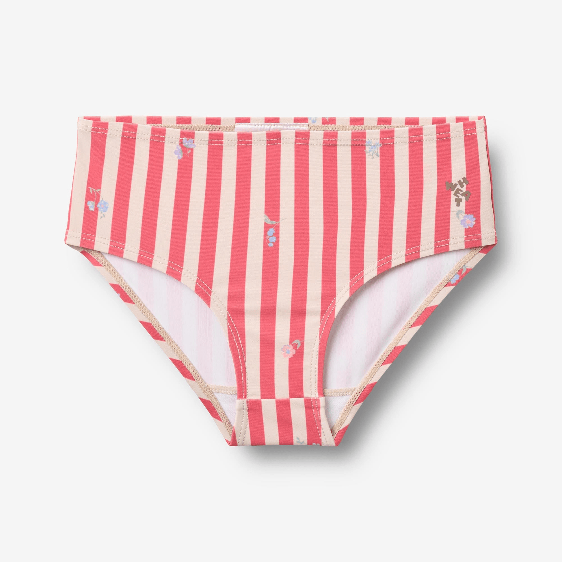 Bikini Carla rouge à rayures et fleurs