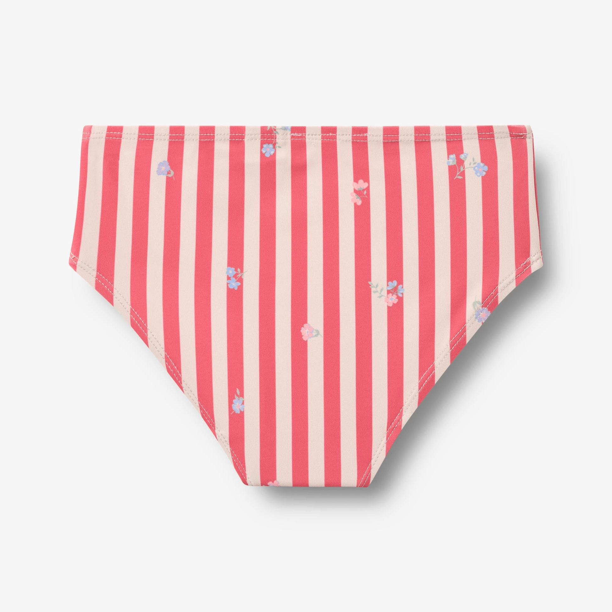 Bikini Carla rouge à rayures et fleurs