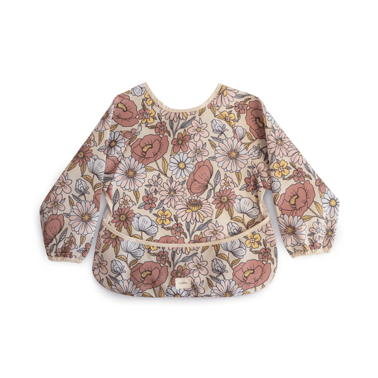 Bavoir manches longues – Fleurs rétro
