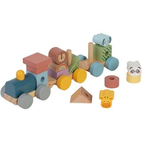 Train en bois WDK Partner sur le thème des animaux de la jungle