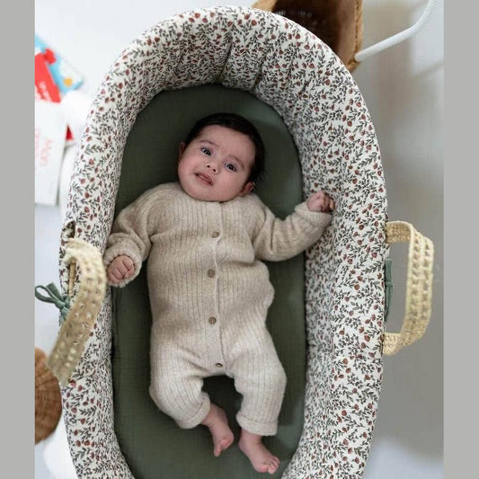 Couffin Madeleine fleuris vert