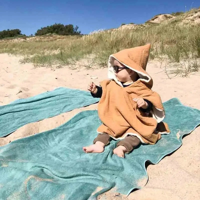 Poncho de bain écru