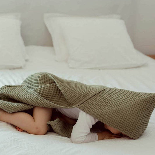 Maxi cape de bain nid d'abeille vert sauge