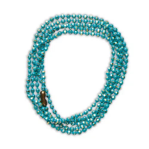 Three-strand turquoise bead necklace with gold flecks and magnetic clasp