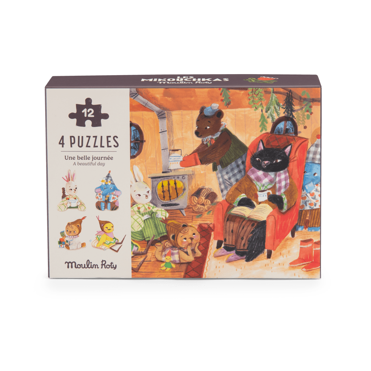 4 mini puzzles Une belle journée (4x12 pièces) Les Minouchkas