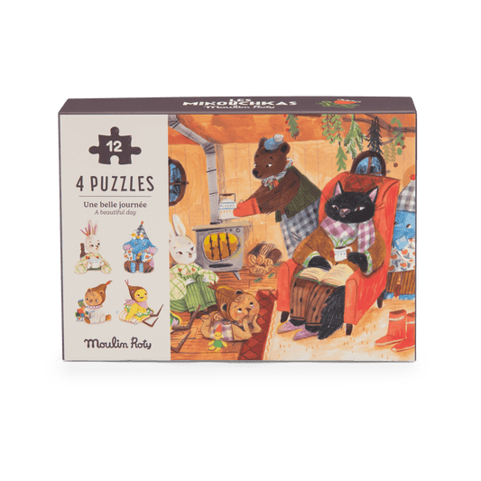 4 mini puzzles Une belle journée (4x12 pièces) Les Minouchkas