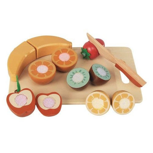 Ensemble de découpe en bois avec fruits