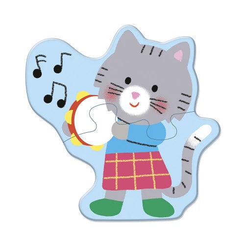 JANOD cat tambourine wooden puzzle for kids