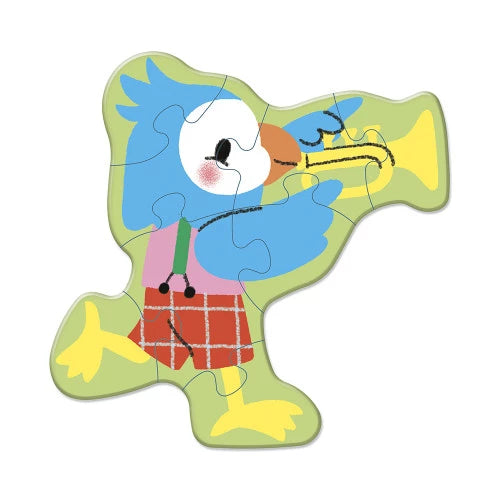 Blue bird trumpet wooden puzzle for children
