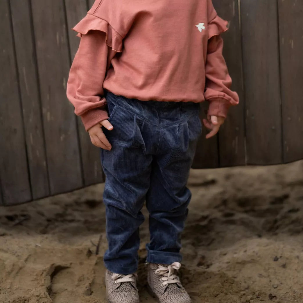 Pantalon paperbag en velours côtelé