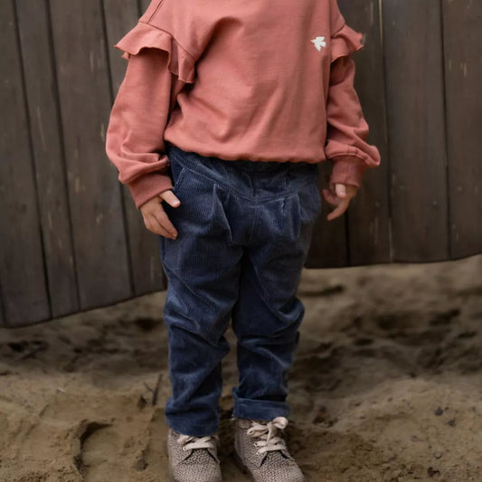 Pantalon paperbag en velours côtelé